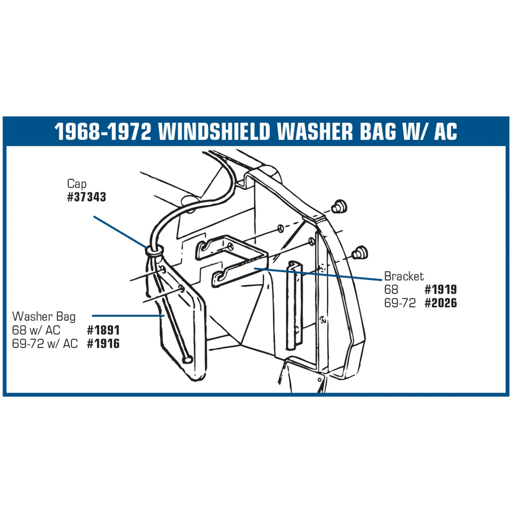 C3 1968 Corvette Washer Bag Bracket - W/Air Conditioning