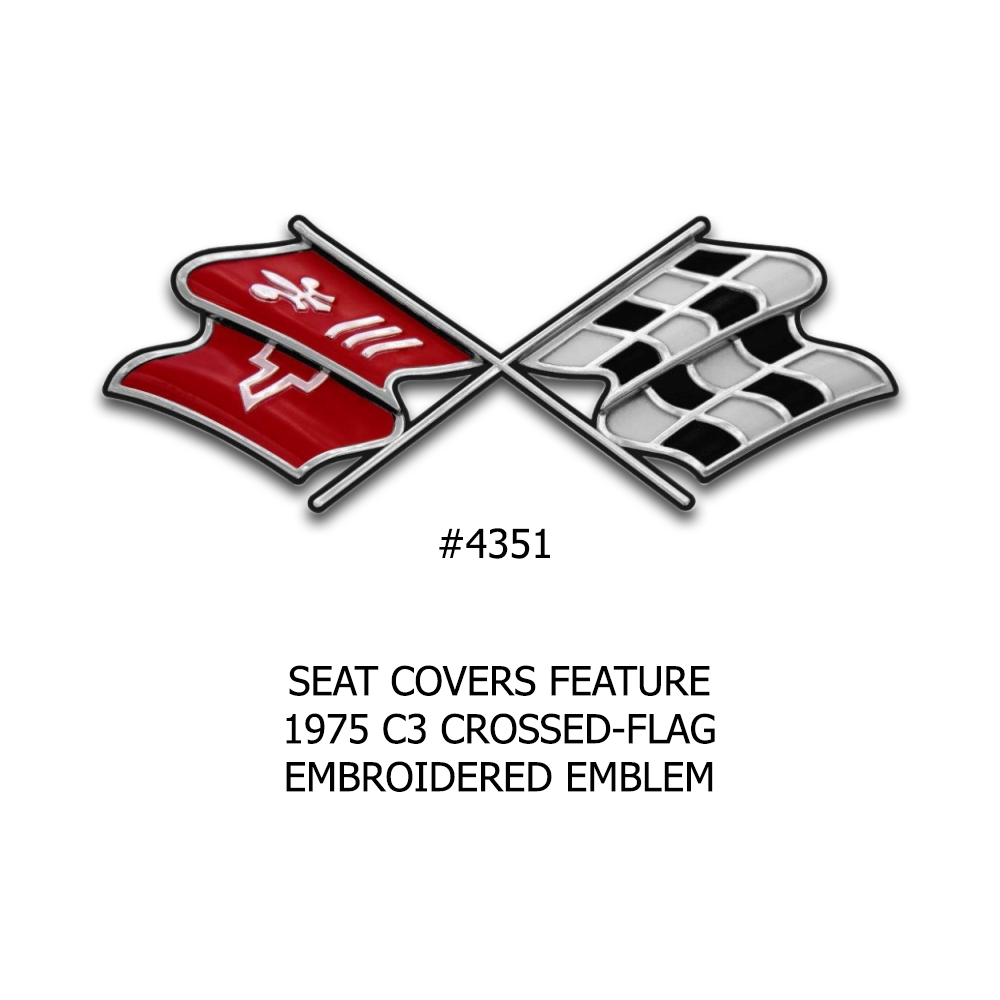 C3 1975 Corvette Embroidered OE Style Seat Covers - Leather/Vinyl - Pair