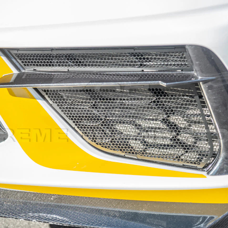 Corvette C8 Front Mesh Grill Insert Cover Gloss Black : 2020-2025