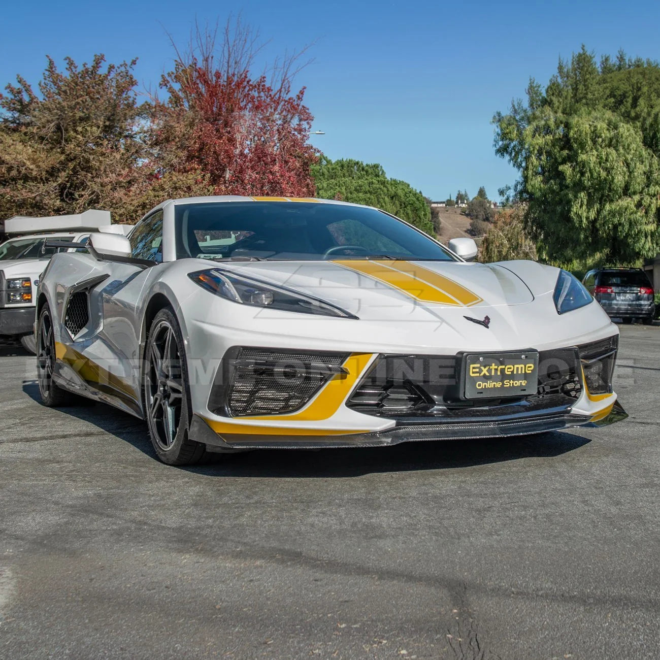 Corvette C8 Front Mesh Grill Insert Cover Gloss Black : 2020-2025