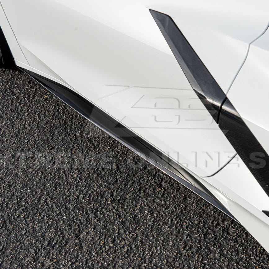 C8 Corvette Z51 Gloss Black Side Skirts : 2020-2025