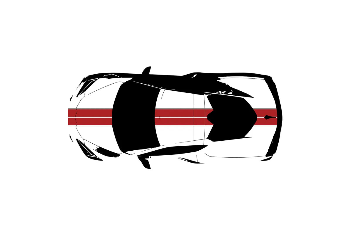 C8 Corvette Full Legnth Dual Two-Tone Striping Kit with Pin Stripes Front to Back : C8 2020 - 2026