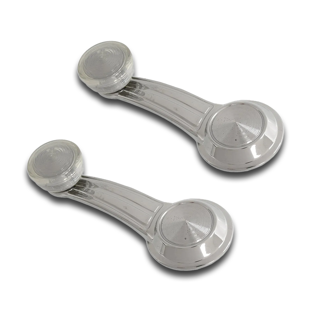 C3 1968-1979 Corvette Window Crank W/Retaining Clip & Clear Knob - Pair