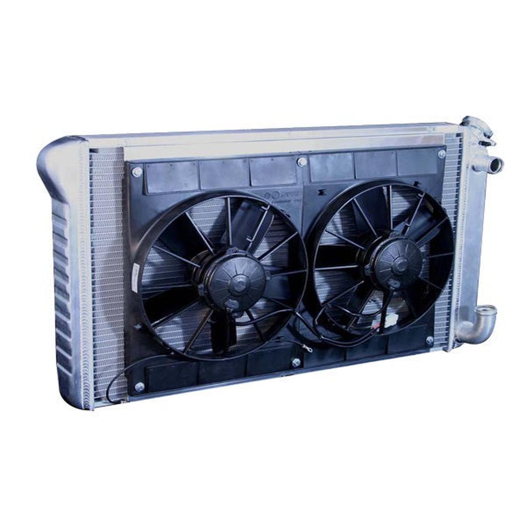 C3 1973-1976 Corvette Aluminum LS Radiator W/Fan - Manual Transmission Bare Aluminum