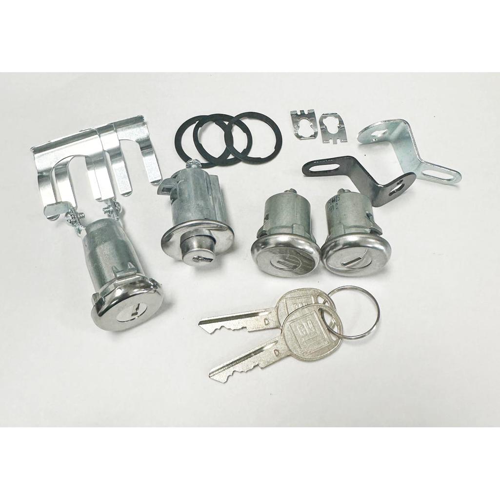 C3 1974-1977 Corvette Lock Set - Doors, Compartment, Alarm W/Round GM Keys