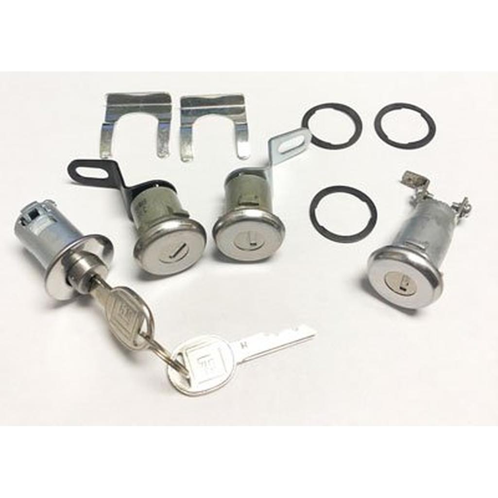 C3 1974-1977 Corvette Lock Set - Ignition, Doors, Compartment & Alarm W/Round GM Keys