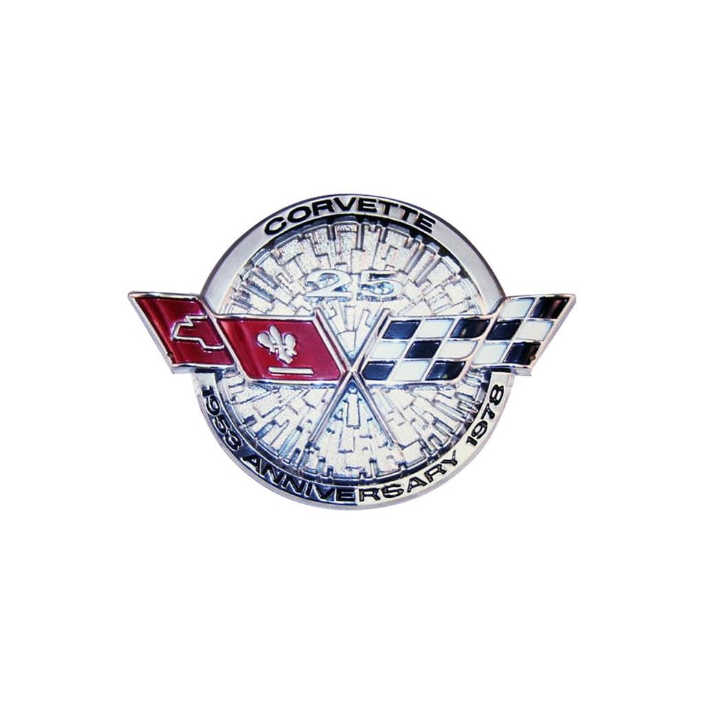 C3 1978 Corvette Front Emblem Metal Sign - 25th Anniversary - 25x18