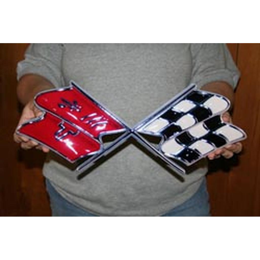 C3 1968-1975 Corvette Stingray Side Fender Emblem Metal Sign - 18 x 4 W/Nose Emblem Sign (18x7)