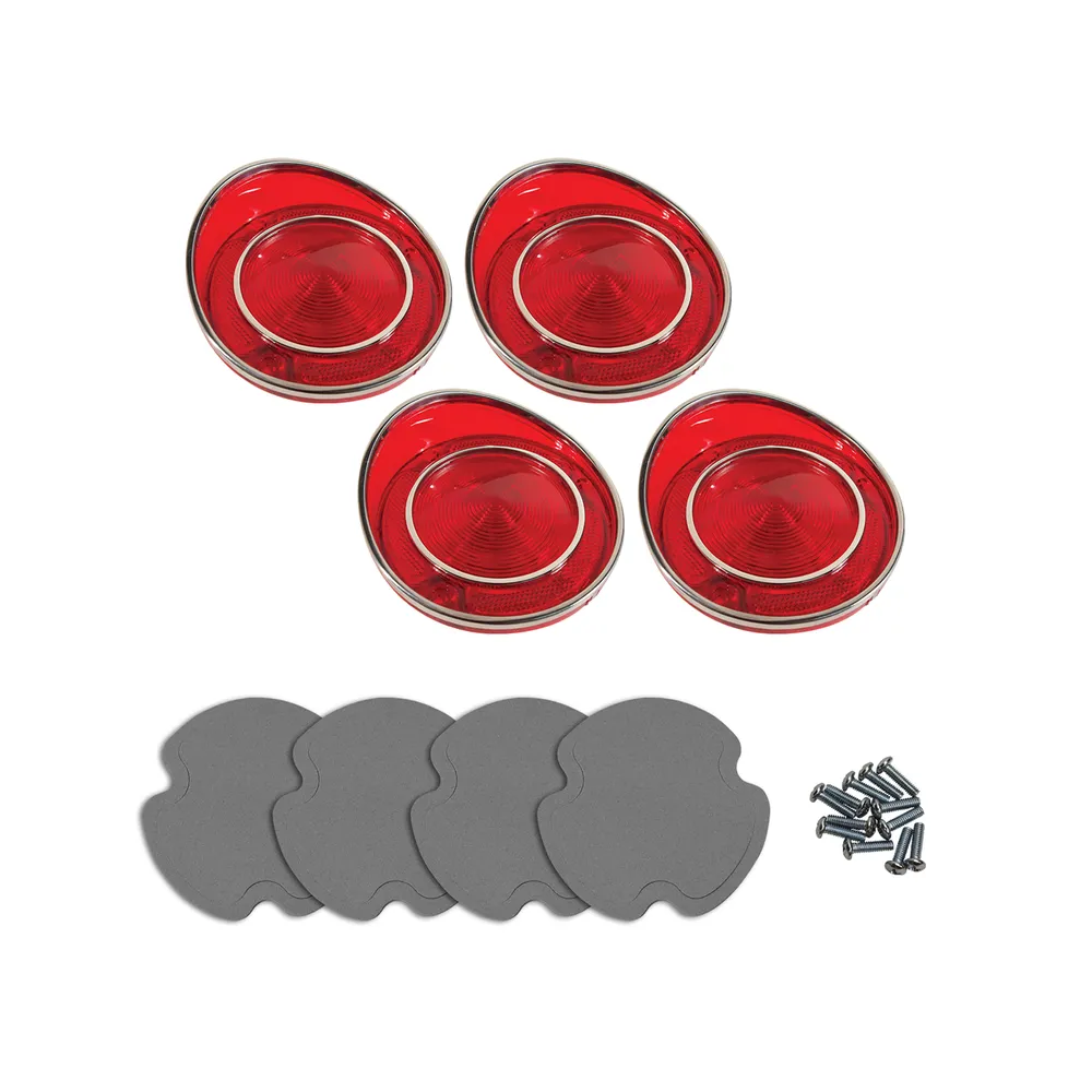 C3 1968 Corvette Tail Light Lens Kit W/Gaskets & Screws - 4Pc