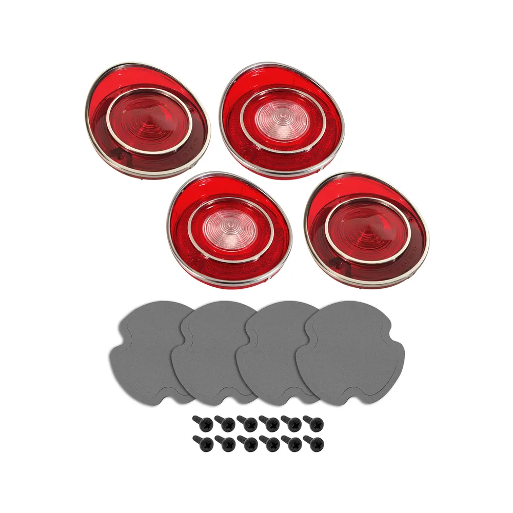 C3 1970-1971 Corvette Tail Light & Back-Up Lens Kit W/Gaskets & Screws - 4Pc