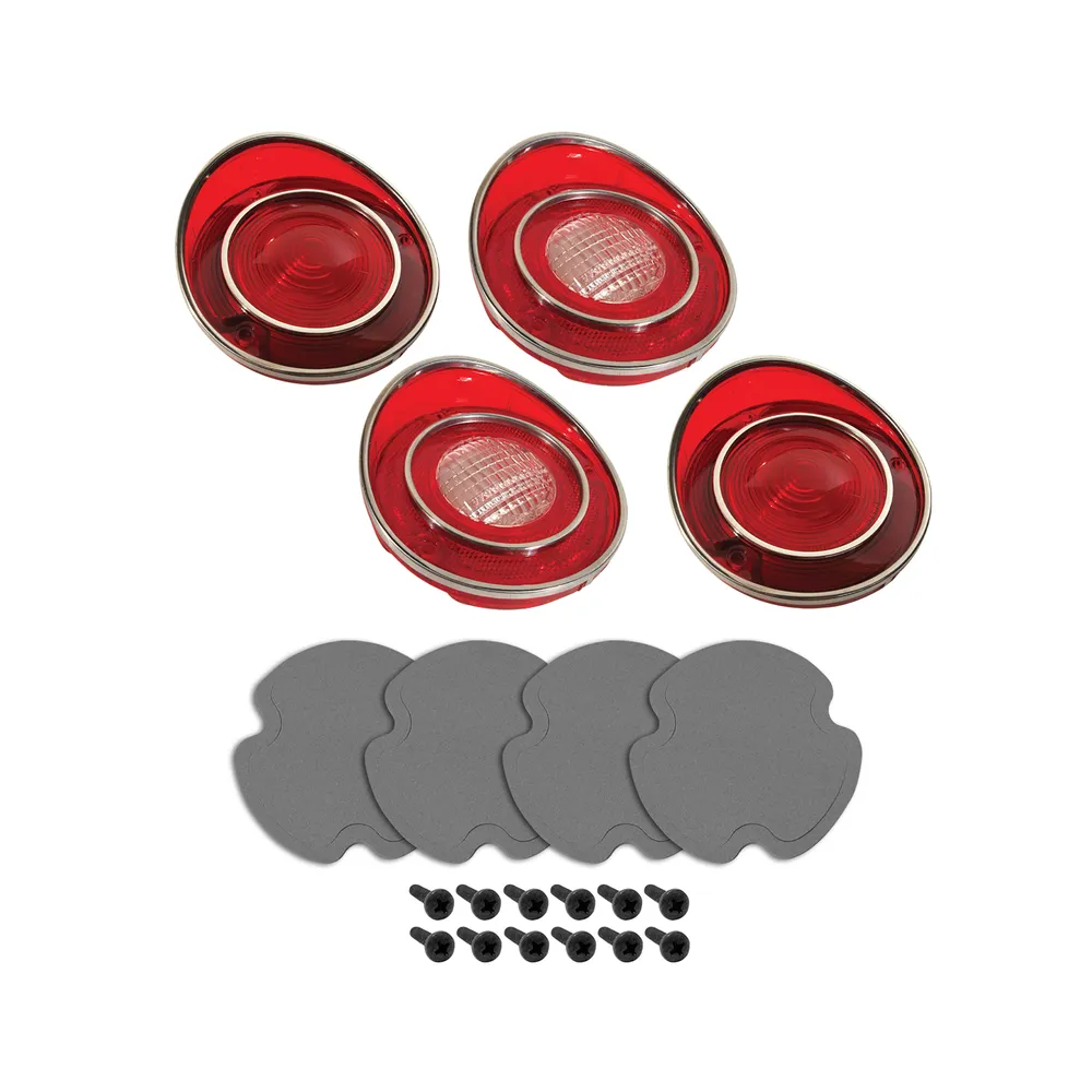 C3 1971-1973 Corvette Tail Light & Back-Up Lens Kit W/Gaskets & Screws - 4Pc