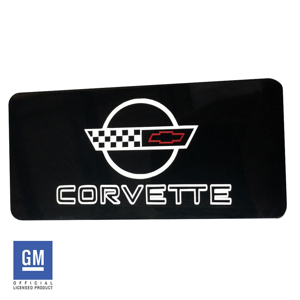 C4 1984-1989 Corvette Information Center Cover Plate - Cross Flag Logo & Corvette Script
