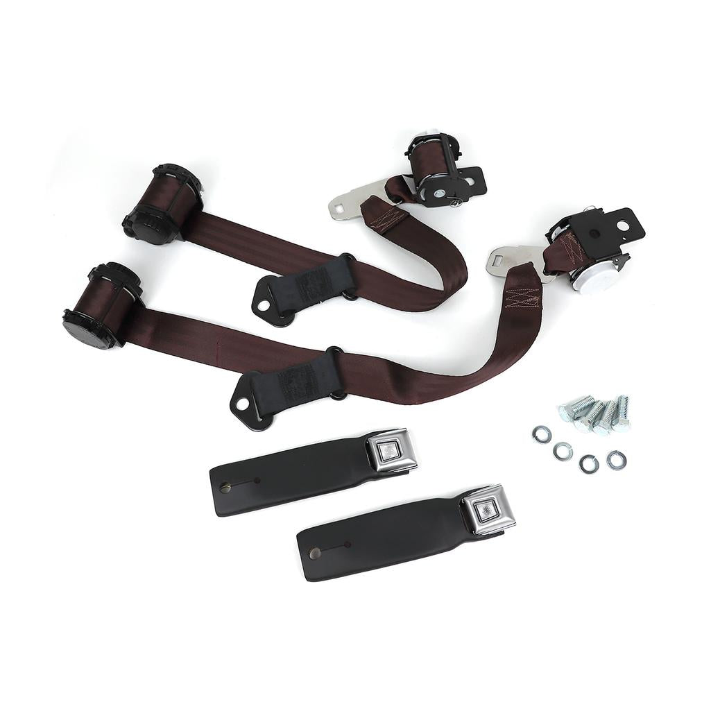 C3 1976-1977 Corvette Lap & Shoulder Coupe Seat Belts - Dual Retractor - Dark Brown