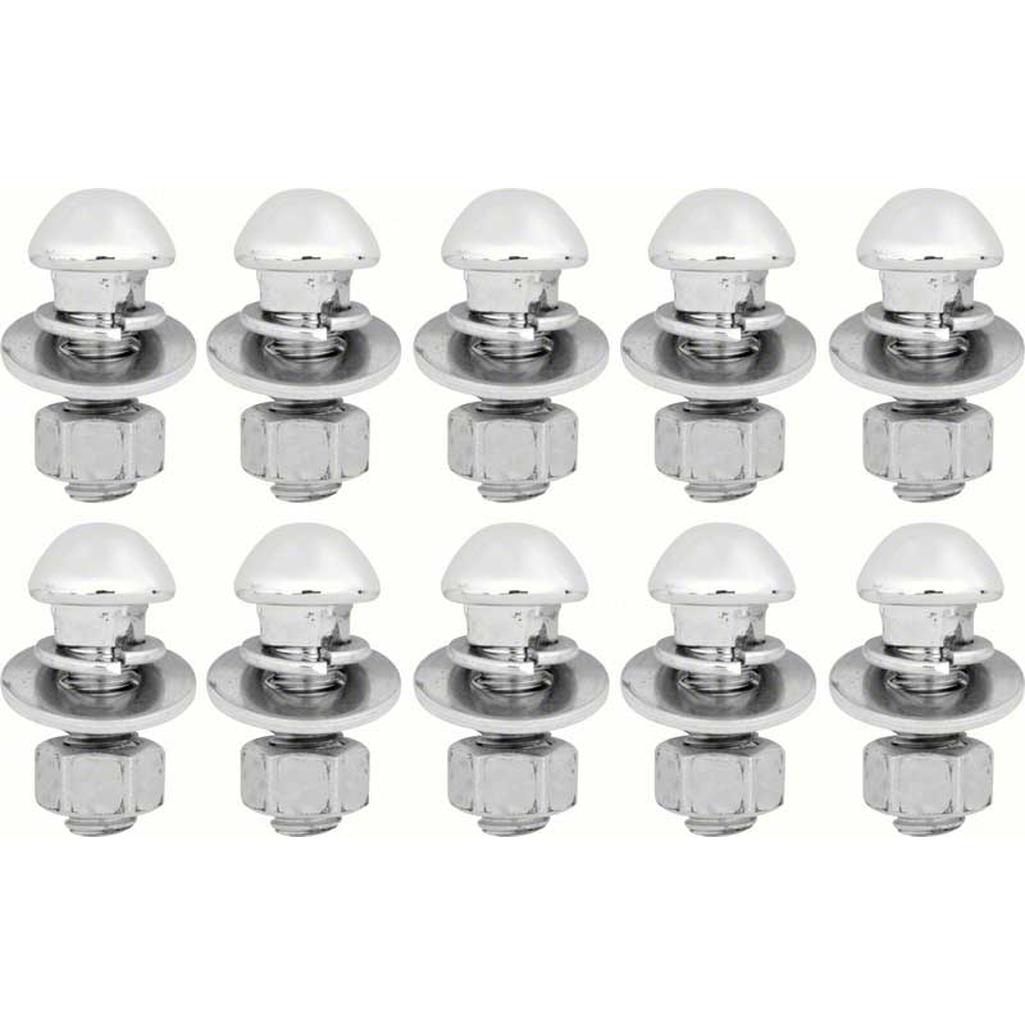 C1 1953-1954 Corvette Bumper Bolt Set - Front or Rear - 1/2"-13 x 1-1/2 - 10-Piece Bolt Set - Chrome