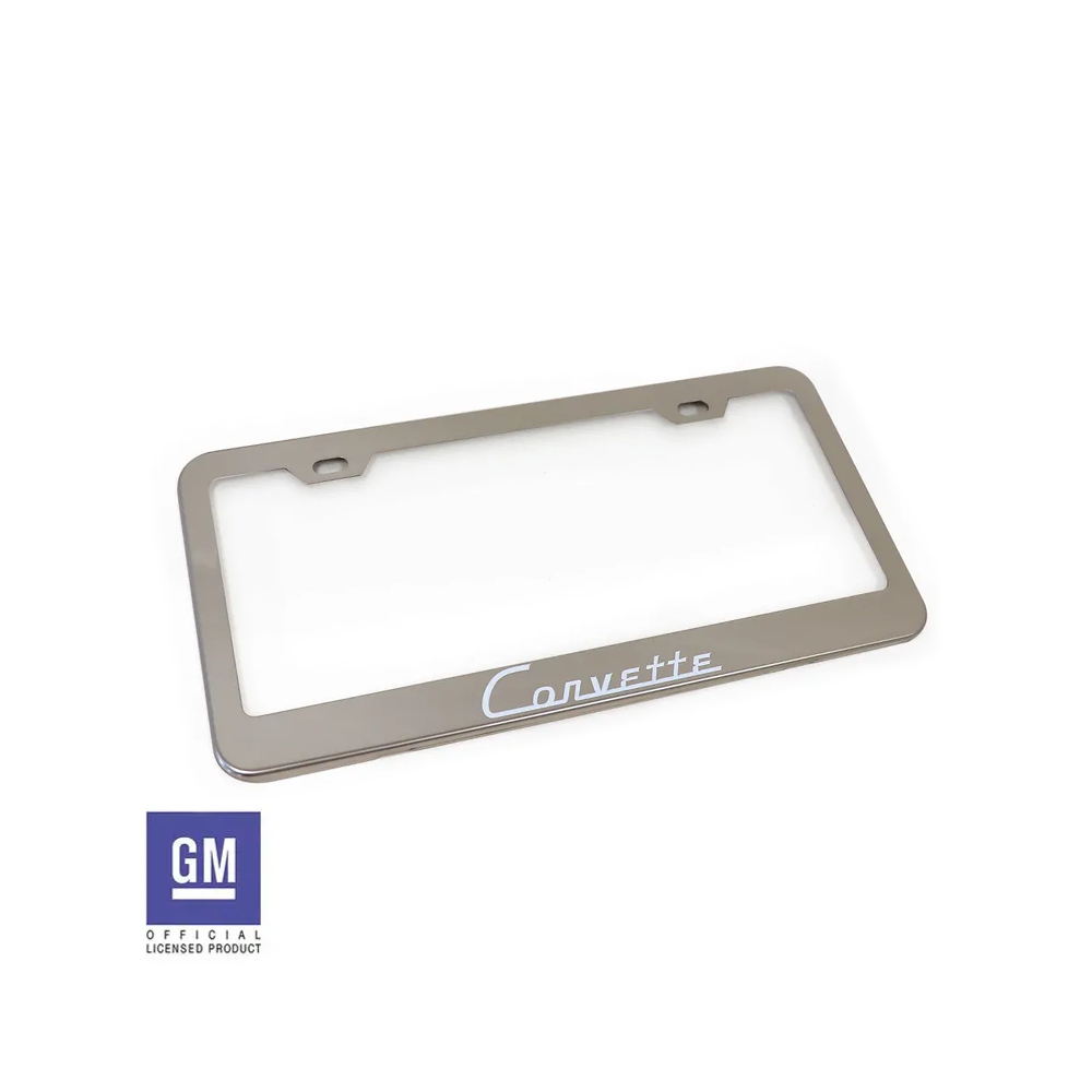 C1 1953-1962 Corvette License Plate Frame - Polished Stainless Steel W/Corvette Script