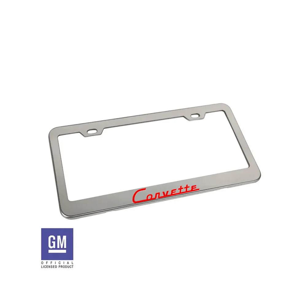 C1 1953-1962 Corvette License Plate Frame - Polished Stainless Steel W/Corvette Script
