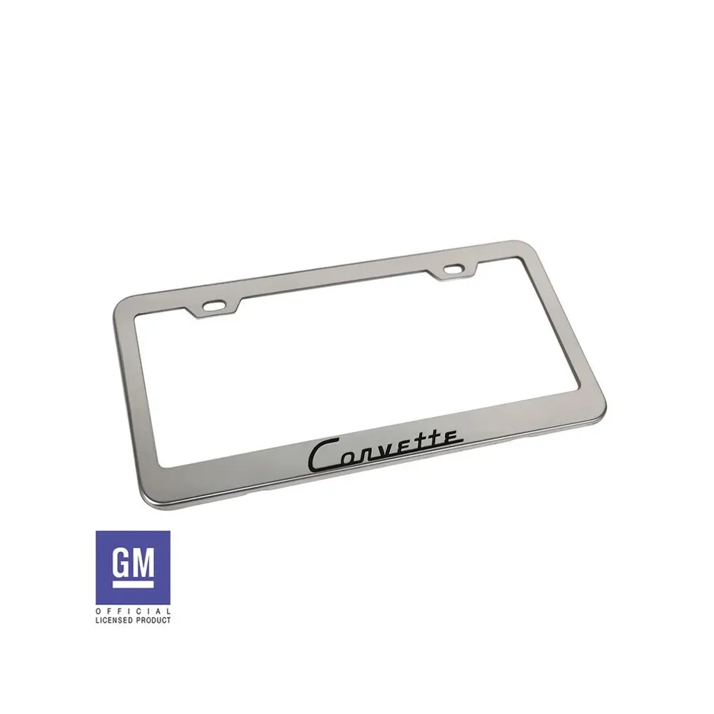C1 1953-1962 Corvette License Plate Frame - Polished Stainless Steel W/Corvette Script