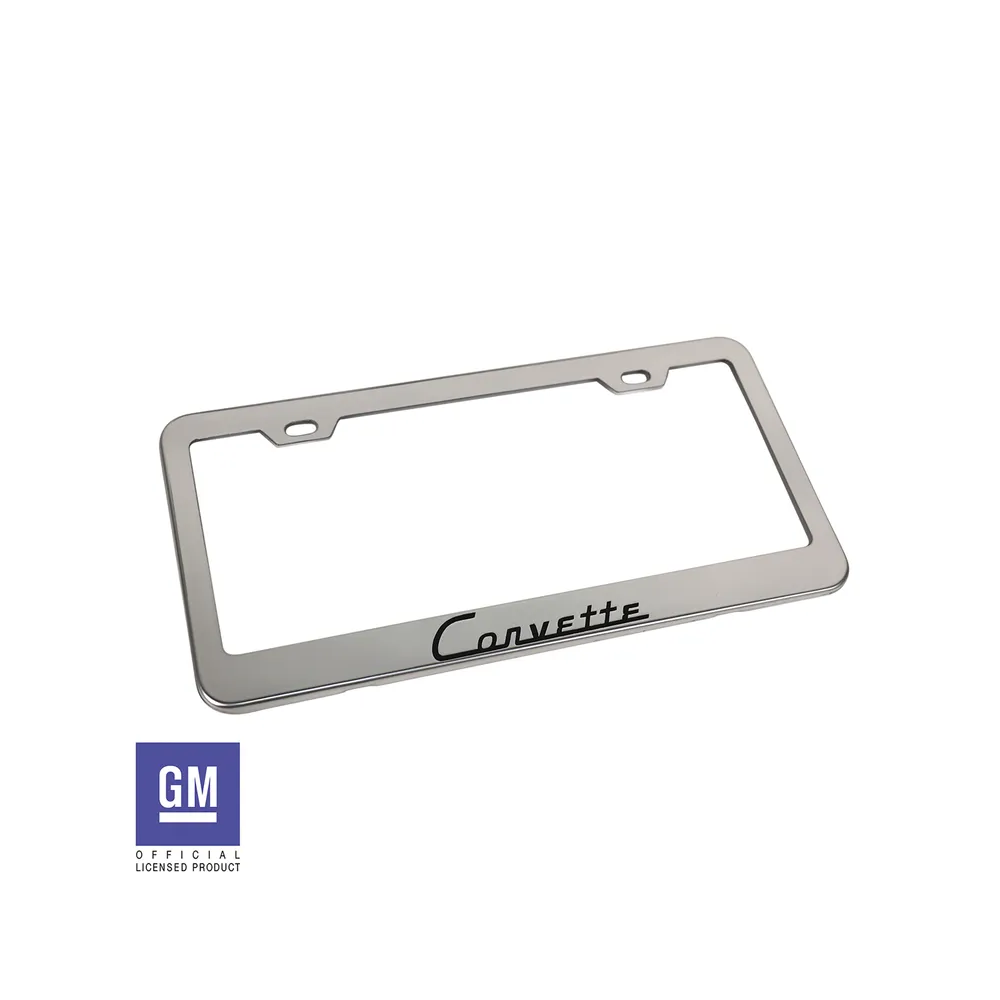 C1 1953-1962 Corvette License Plate Frame - Polished Stainless Steel W/Corvette Script