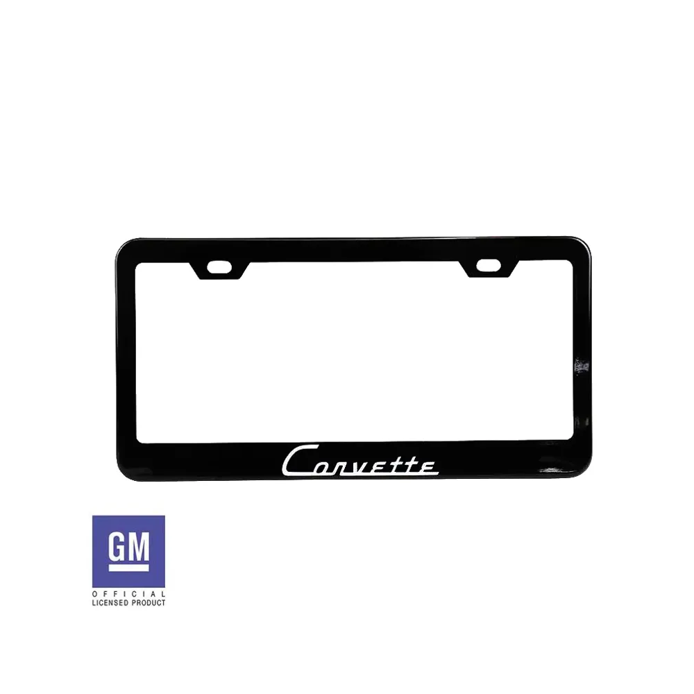 C1 1953-1962 Corvette License Plate Frame - Matte Black W/Corvette Script