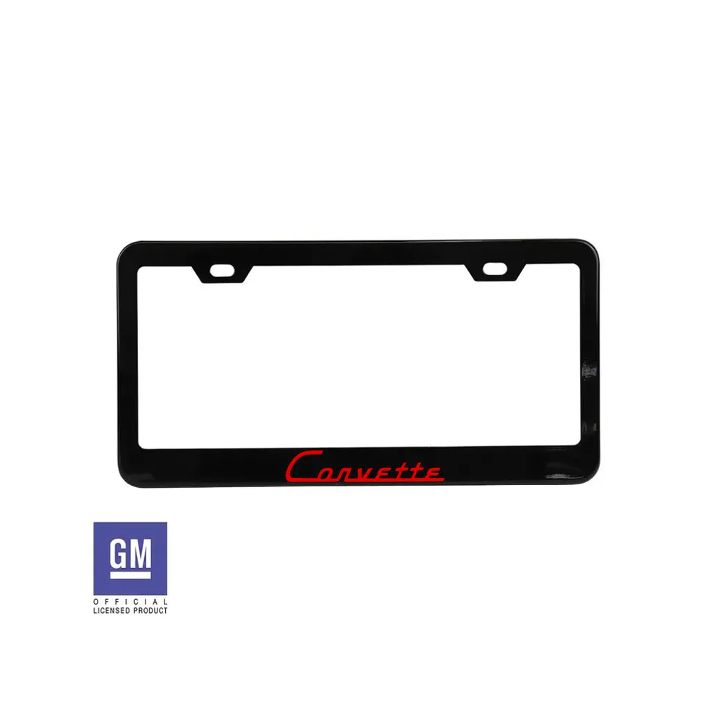 C1 1953-1962 Corvette License Plate Frame - Matte Black W/Corvette Script