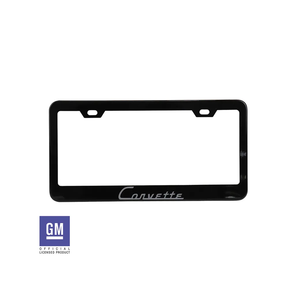 C1 1953-1962 Corvette License Plate Frame - Matte Black W/Corvette Script