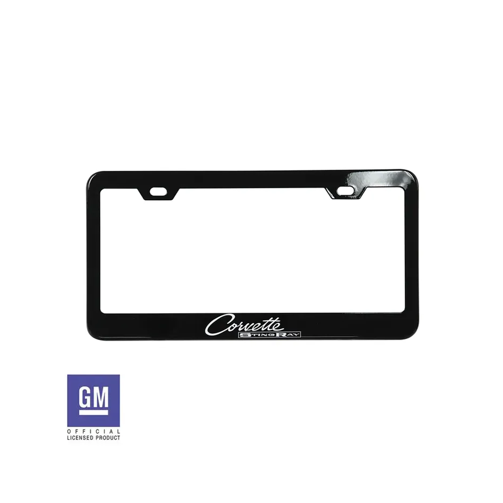 C2 1963-1967 Corvette License Plate Frame - Matte Black W/Corvette Sting Ray Script
