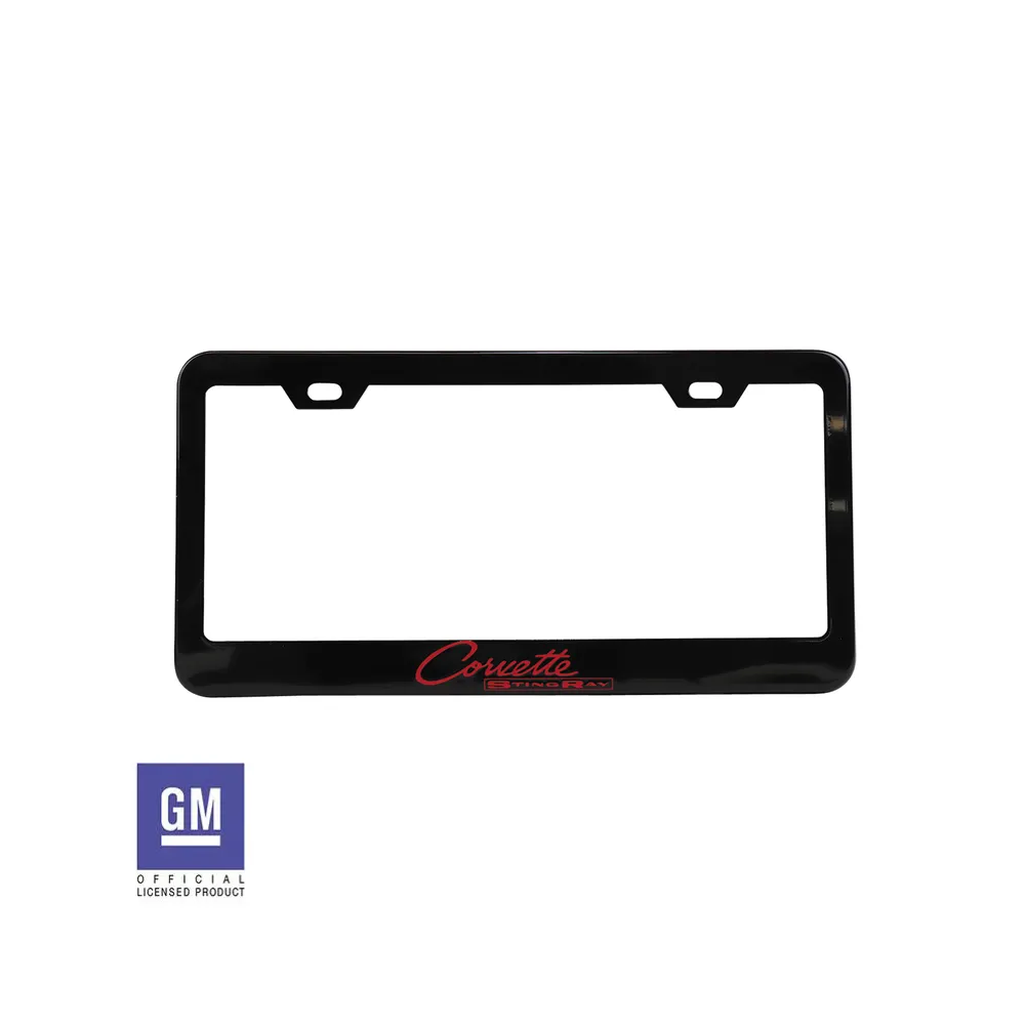 C2 1963-1967 Corvette License Plate Frame - Matte Black W/Corvette Sting Ray Script