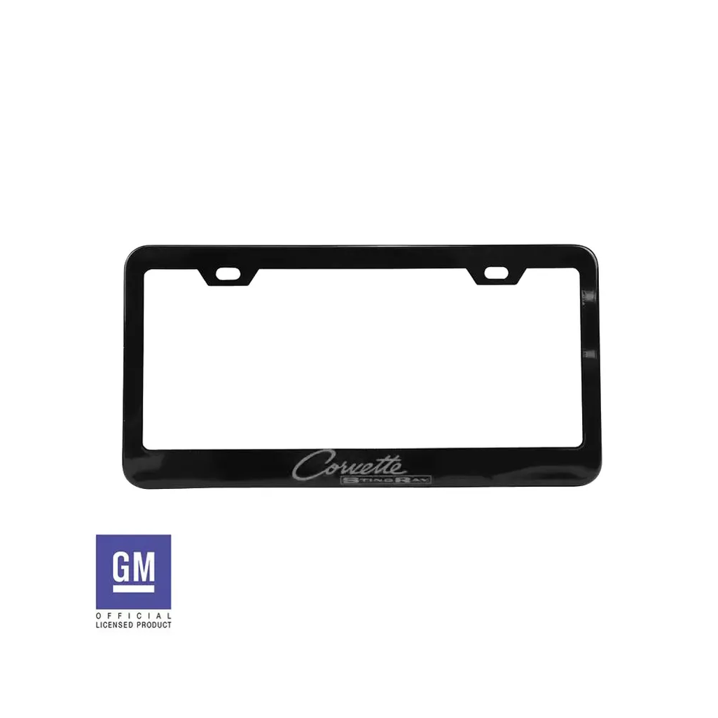 C2 1963-1967 Corvette License Plate Frame - Matte Black W/Corvette Sting Ray Script