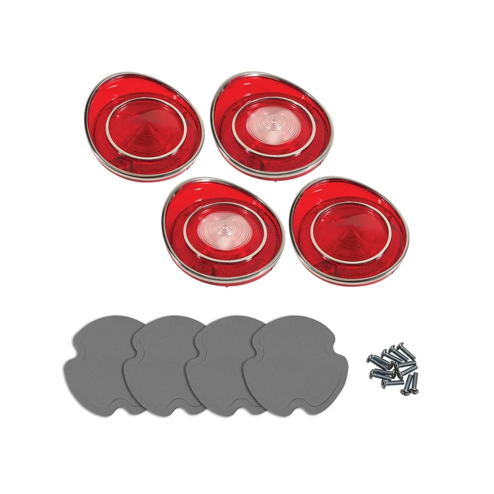 C3 1969 Corvette Tail Light & Back-Up Lens Kit W/Gaskets & Screws - 4Pc