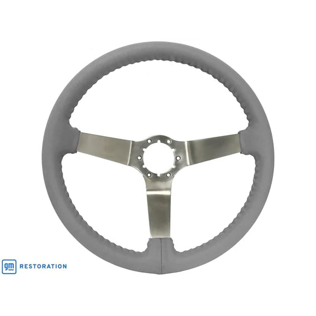C3 1977-1979 Corvette Replacement Style Steering Wheel - Gray Leather W/Satin Spokes