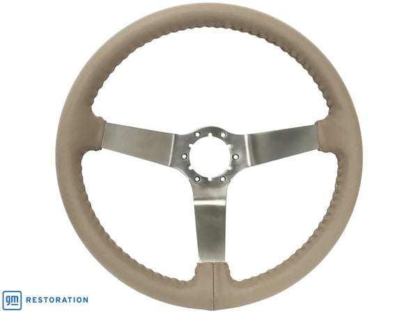 C3 1977-1979 Corvette Replacement Style Steering Wheel - Leather W/Satin Spokes - Tan