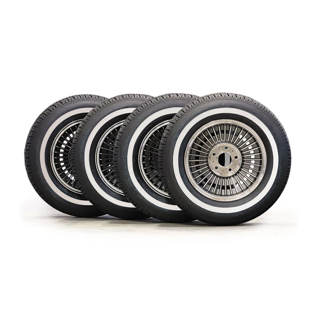 C2 1965 Corvette Direct-Bolt Knockoff Wheel & Tire Package With 1" Whitewall Radial Tires