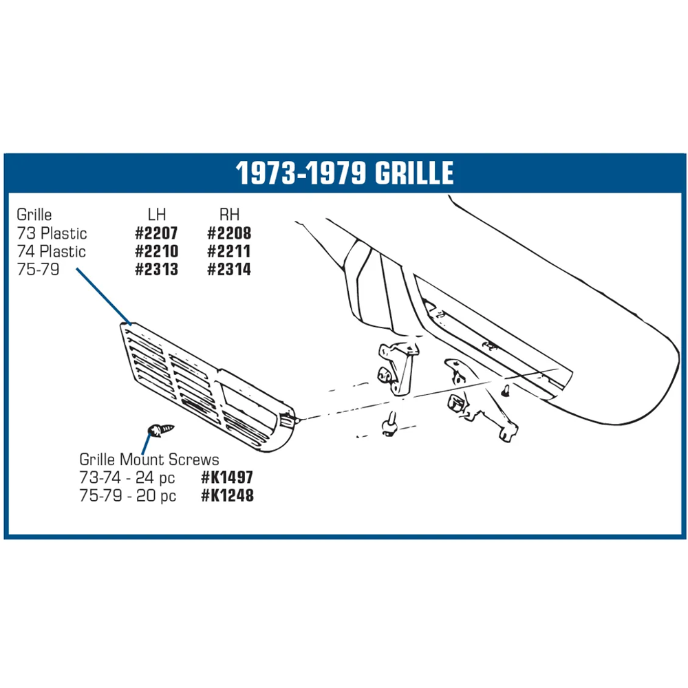 C3 1975-1979 Corvette Grille - Left Hand