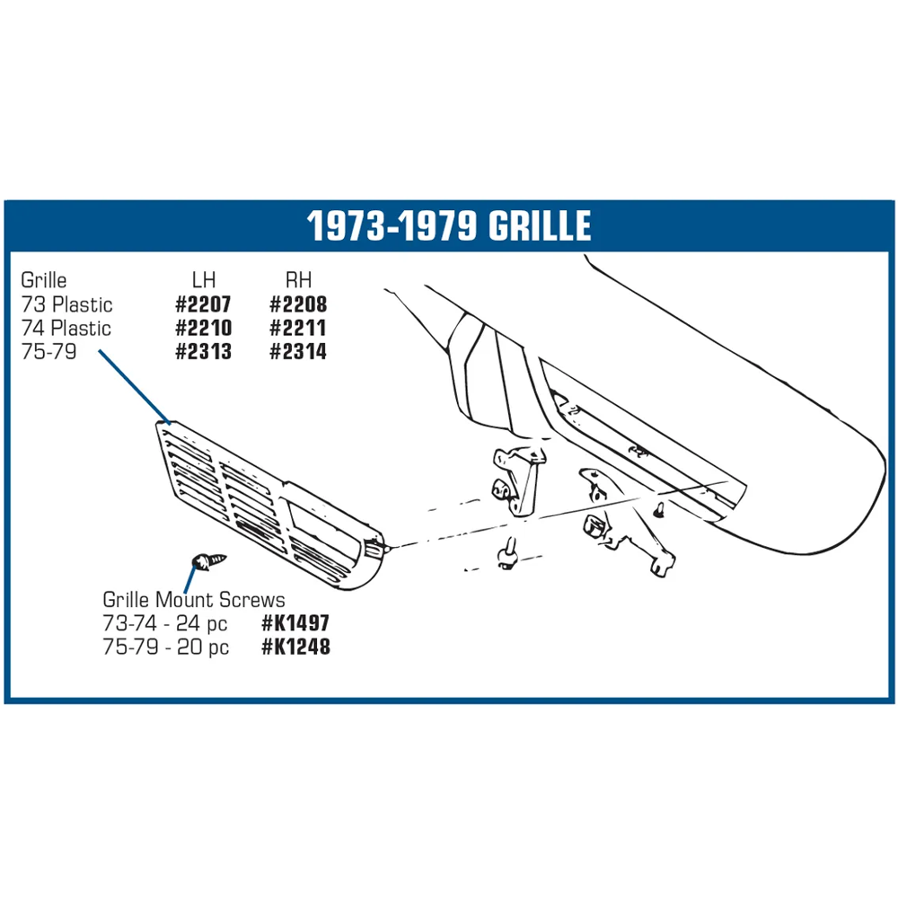 C3 1975-1979 Corvette Grille - Right Hand