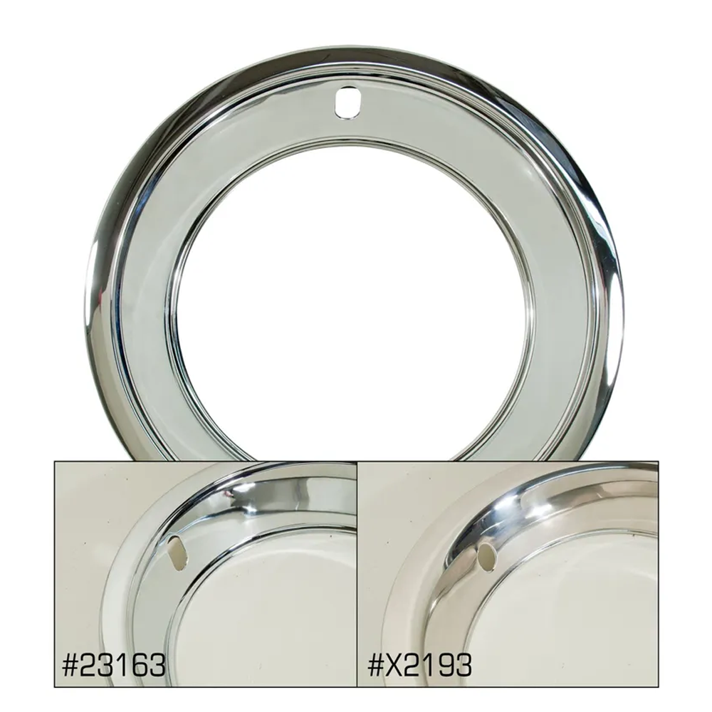 C3 1969-1982 Corvette Chrome Plated SS Trim Ring Set - 4Pc - For 8" Wide Rallye Wheels