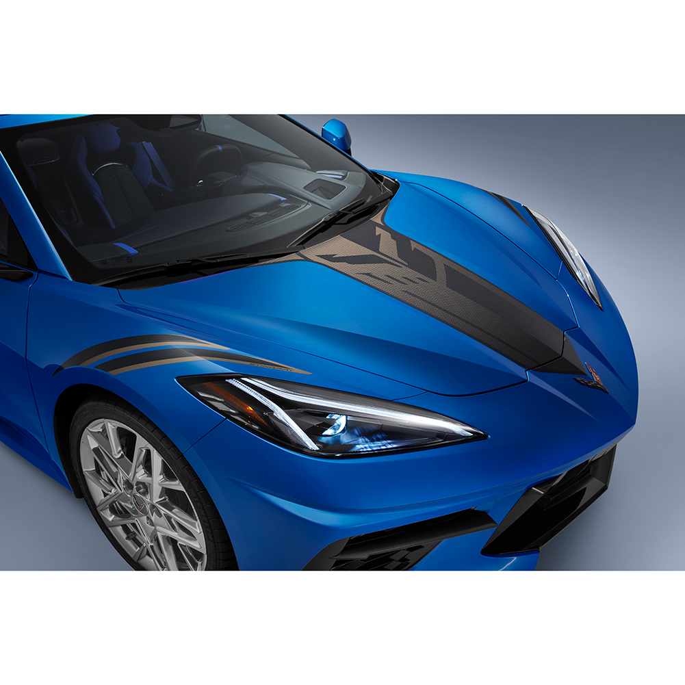 Corvette Genuine GM Jake Hood Decal - Carbon Flash w/ Bronze Accent : C8 Stingray, Z51, Z06, E-Ray