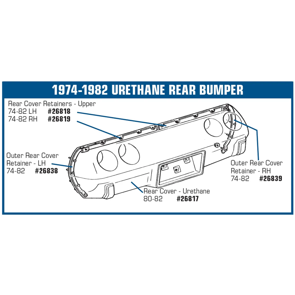 C3 1974-1982 Corvette Rear Bumper Retainer - Outer