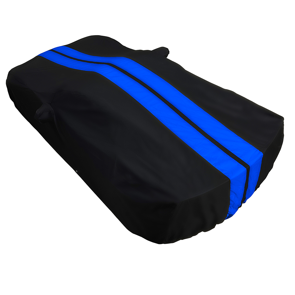 Corvette Ultraguard Plus Car Cover - Indoor/Outdoor Protection - Black W/ Blue Stripes : C7 Stingray, Z51, Z06, Grand Sport