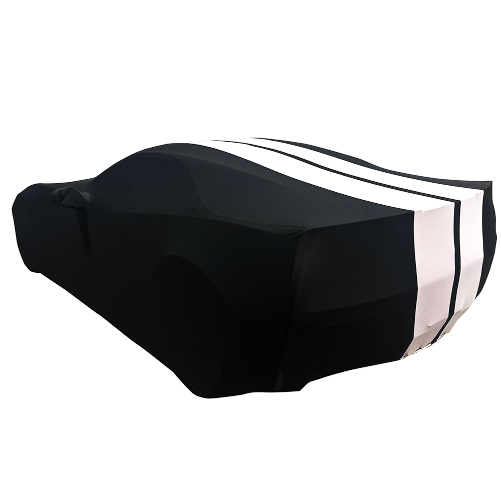 Corvette Ultraguard Stretch Satin Sport Car Cover - Black / Grey Stripes - Indoor : 2005-2013 C6, Z06, ZR1, Grand Sport