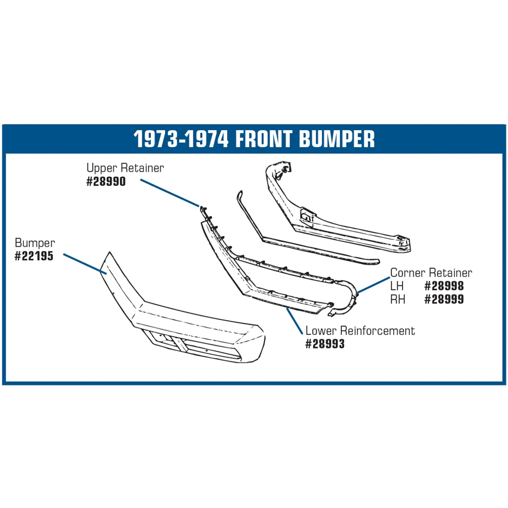 C3 1973-1974 Corvette Front Upper Bumper Cover Retainer