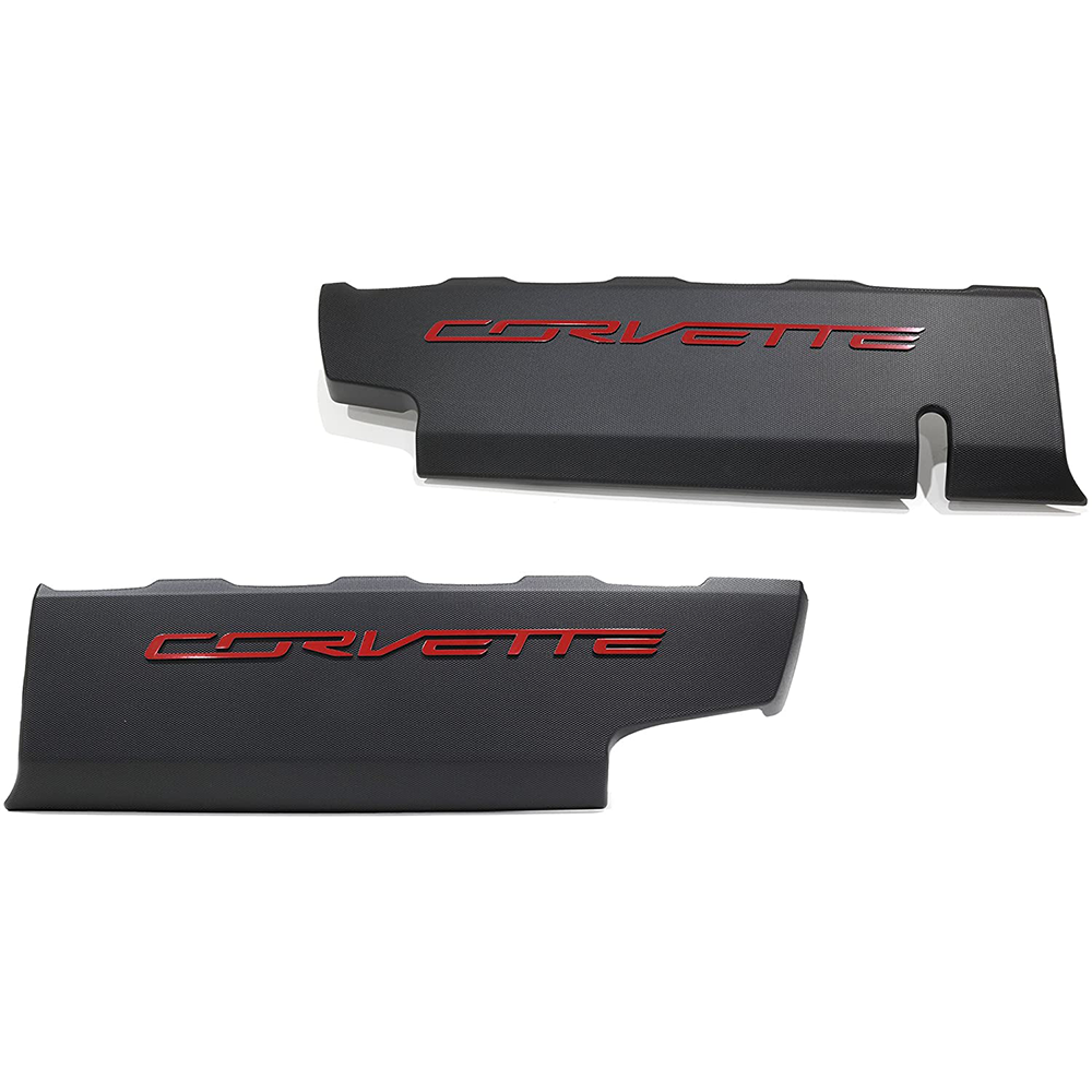Corvette GM Fuel Rail Covers -Red Letters : 2014-2019 C7 Stingray, Grand Sport