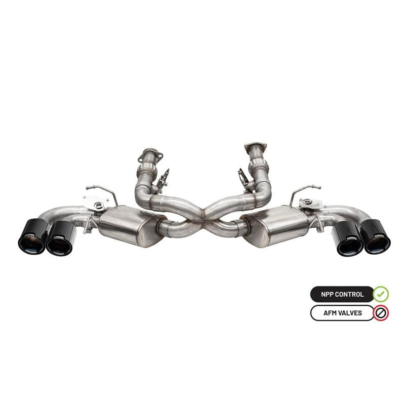 Corvette C8 Corsa RWD 3in Valved Cat-Back w/4.5in Carbon Fiber Black PVD Tips 2020-2024