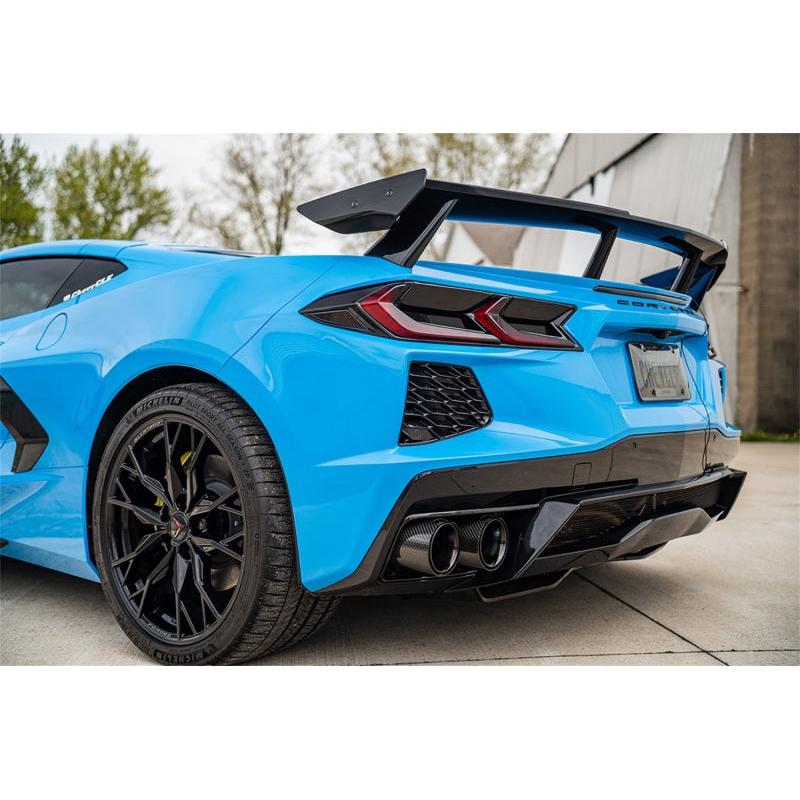 C8 Chevrolet Corvette- Exhaust System Corsa RWD 3in Track Cat-Back Exhaust Muffler System w/4.5in CF Black PVDTips 2020-2024