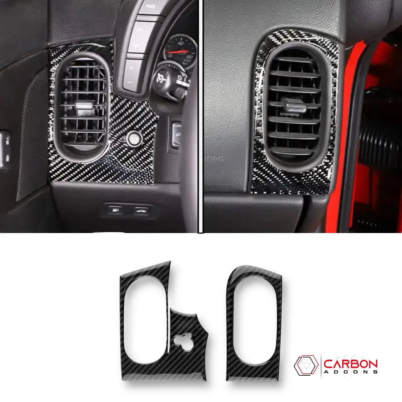 [2pcs] Real Carbon Fiber AC vents & Headlight Control Trim Overlay | C6 2005-2013 Corvette - carbonaddons Carbon Fiber Parts, Accessories, Upgrades, Mods
