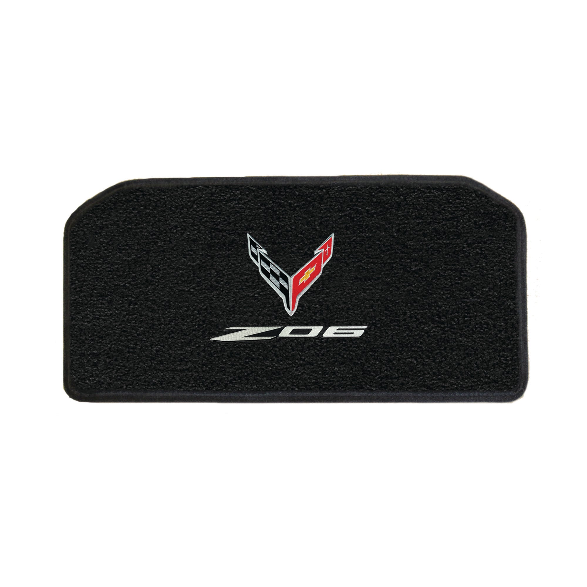 C8/Z06 Corvette Front Cargo Mats - Lloyds Mats with C8 Crossed Flags Over Z06 Logo
