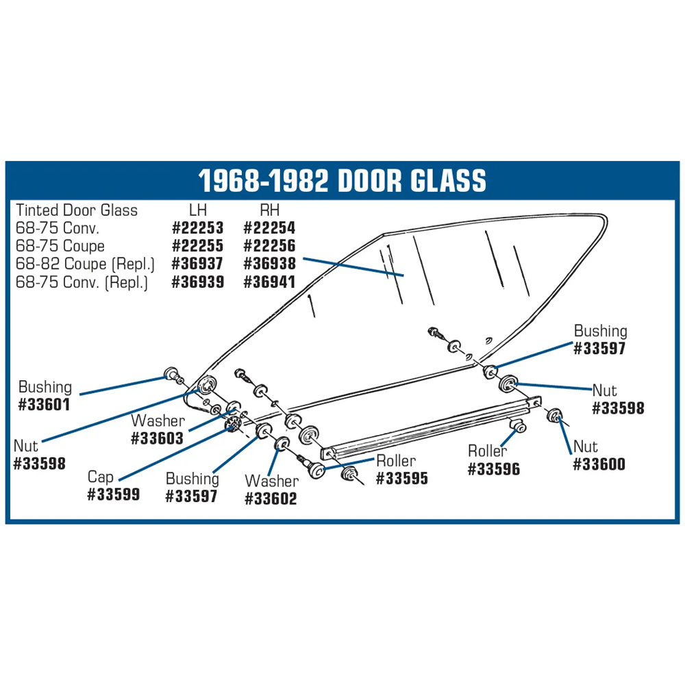 C3 1968-1982 Corvette Door Glass Roller Bearing (2 Required)