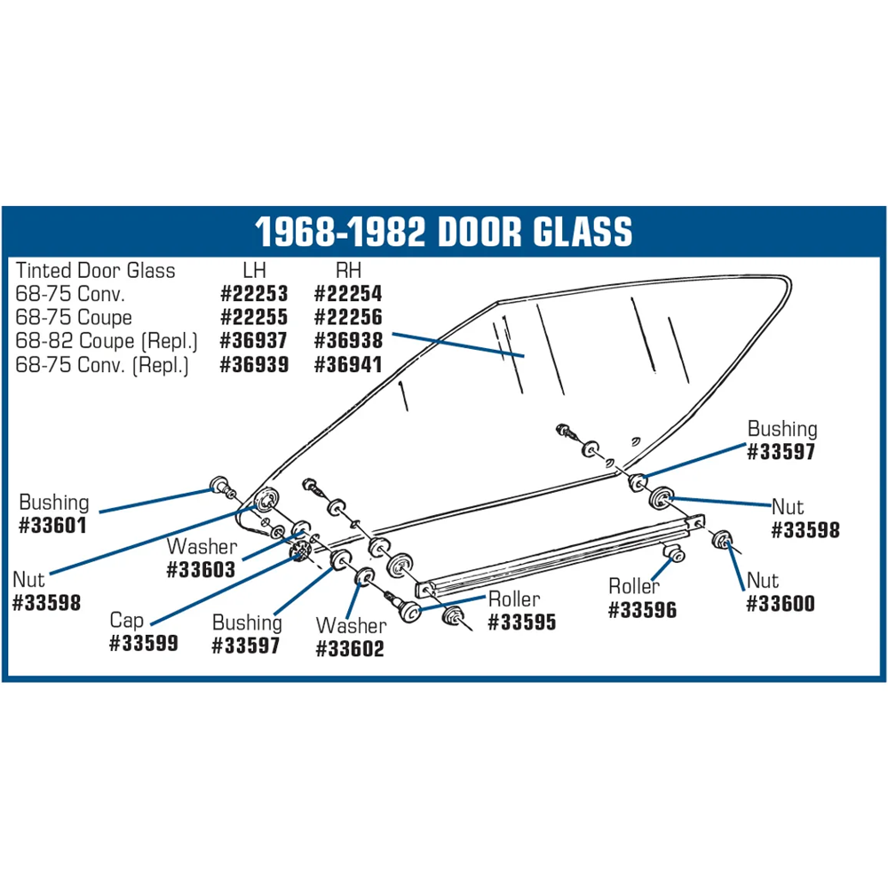 C3 1968-1982 Corvette Door Glass Bushing Cap