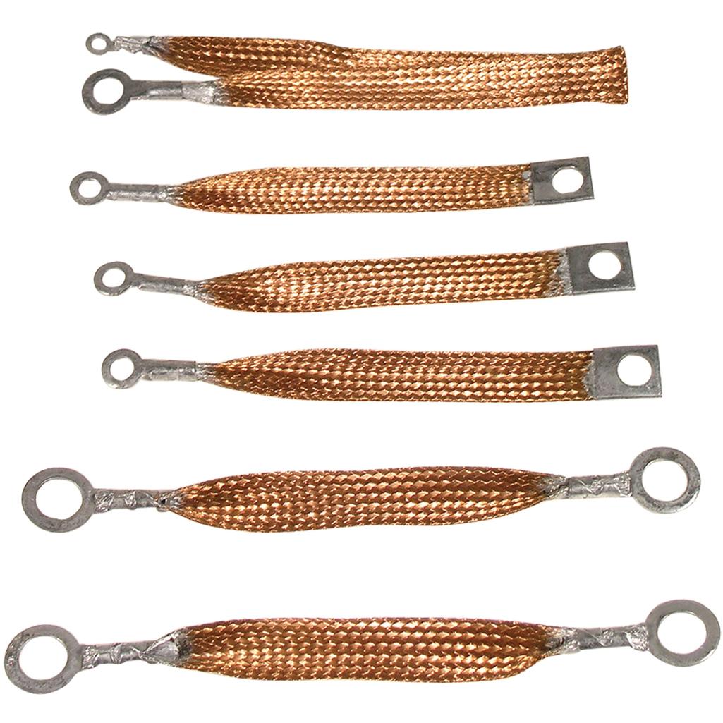 C1 1956-1961 Corvette Radio Ground Straps, 6 Piece Set
