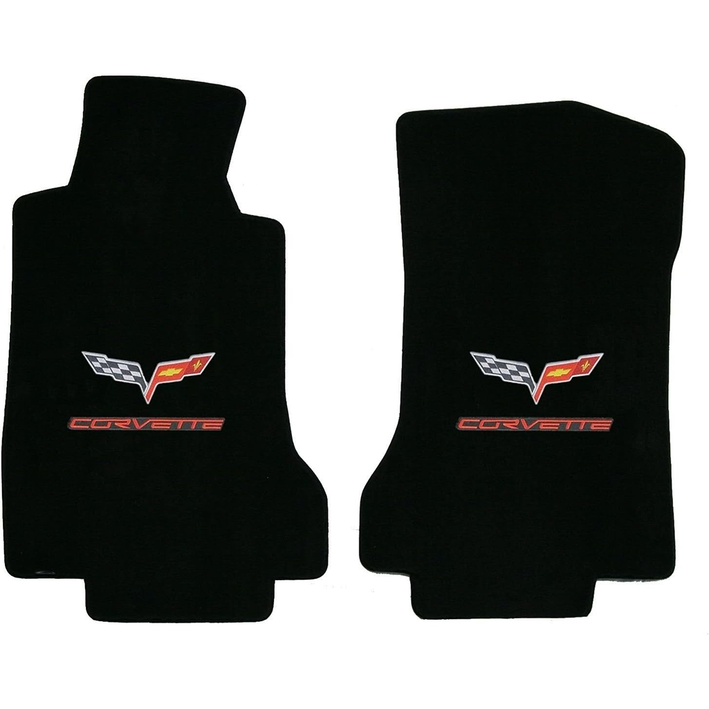 Corvette Lloyd Ultimat Floor Mats - C6 Emblem and Corvette Script : C6 2005-2007 Early (Post Syle Anchor)