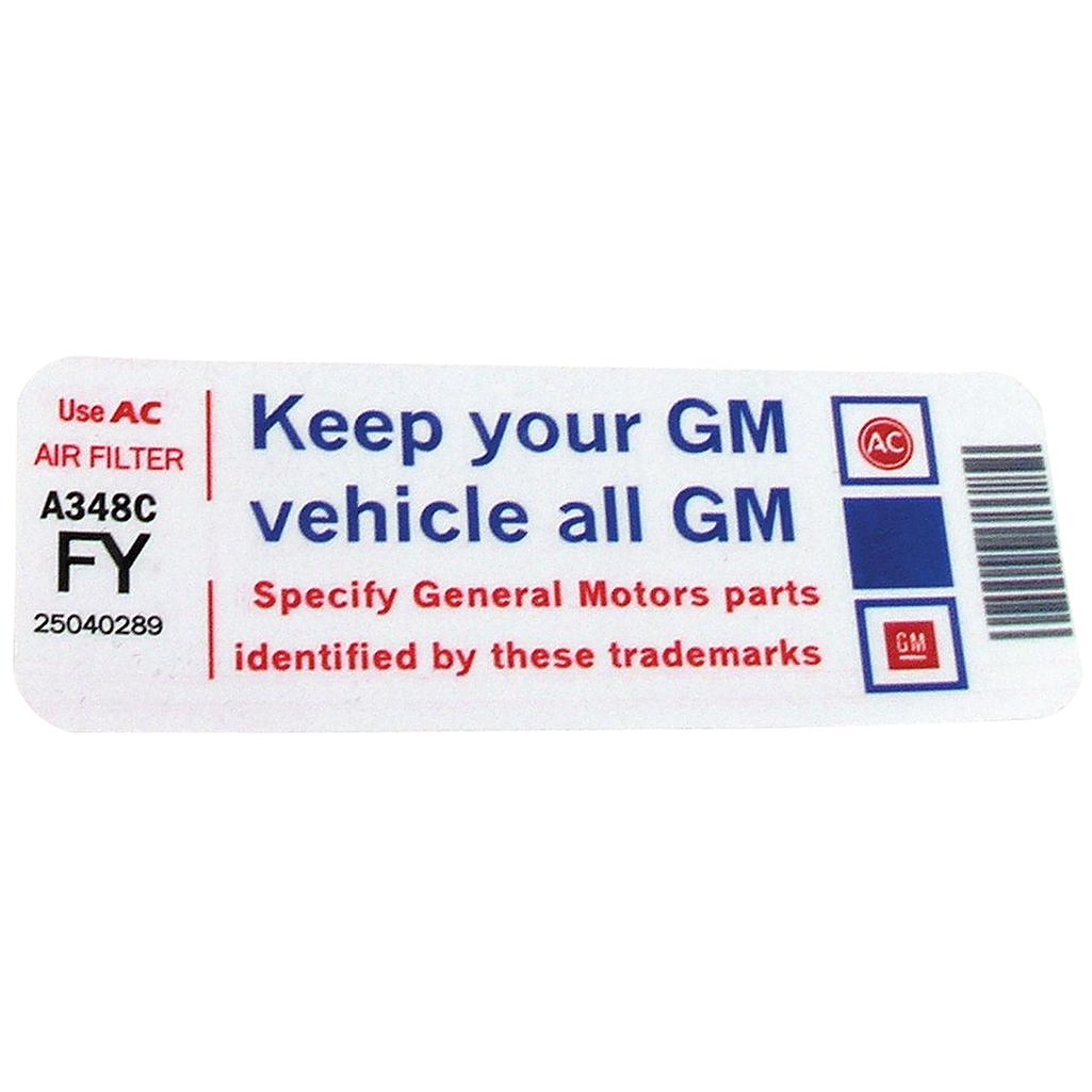 C3 1981 Corvette Decal, Air Cleaner - Keep Your GM Car All GM
